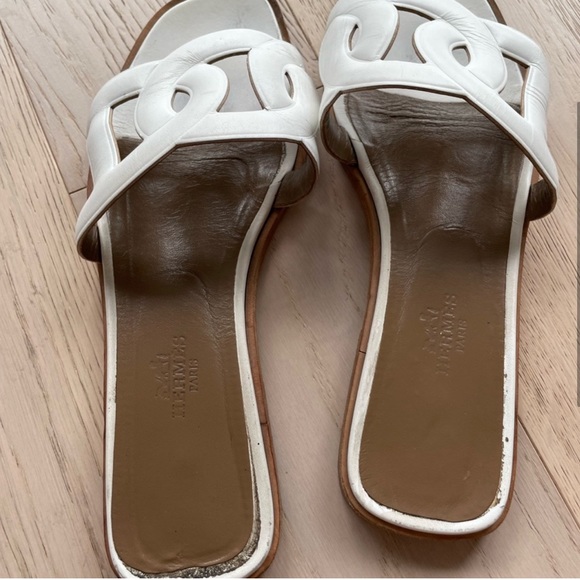 Auth HERMES Omaha Sandals white sz 37 - Picture 3 of 5